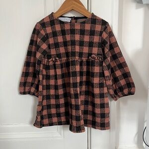 Zara Kids Plaid Dress - Tan and Black